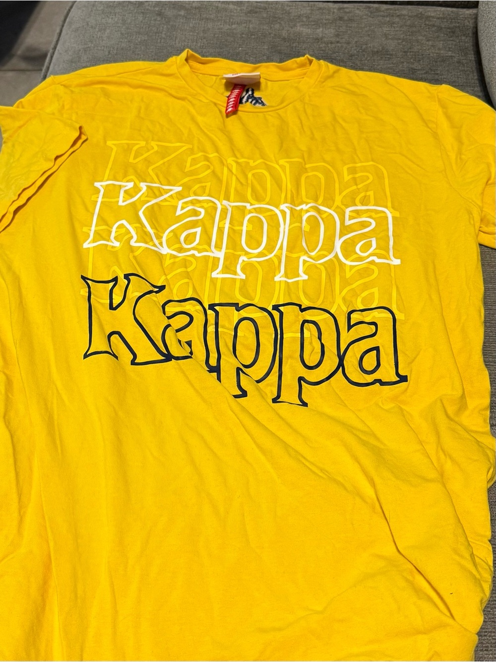 Kappa Yellow Short Sleeve Tee with Contrast Logo